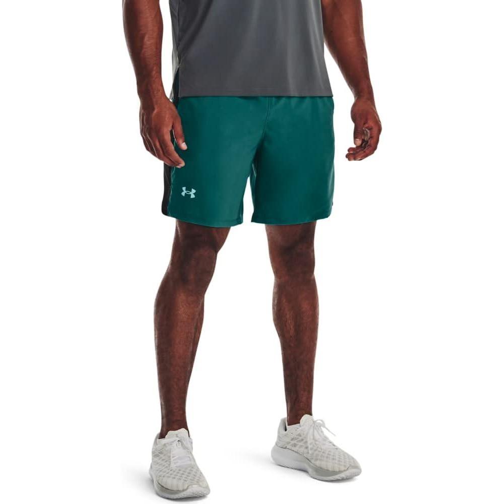 image:imageUnder Armour Mens Launch Stretch Woven 2in1 Shorts722 Coastal Teal  Black  Reflective