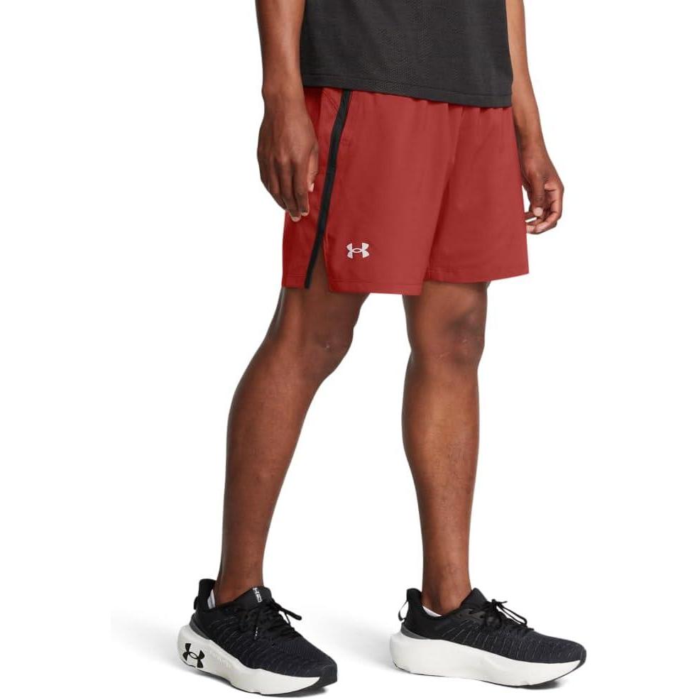 image:imageUnder Armour Mens Launch Stretch Woven 2in1 Shorts840 Earthen Orange Black Reflective