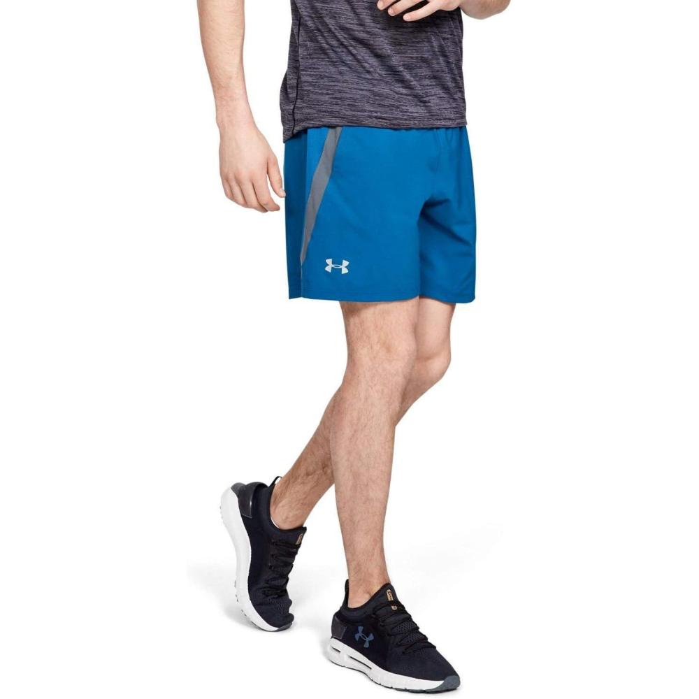 image:imageUnder Armour Mens Launch Stretch Woven 2in1 ShortsGreen Pitch Gray