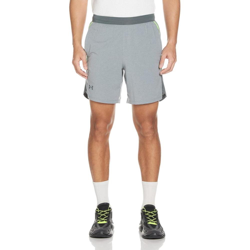 image:imageUnder Armour Mens Launch Stretch Woven 2in1 ShortsPitch Gray Full Heather 013Reflective