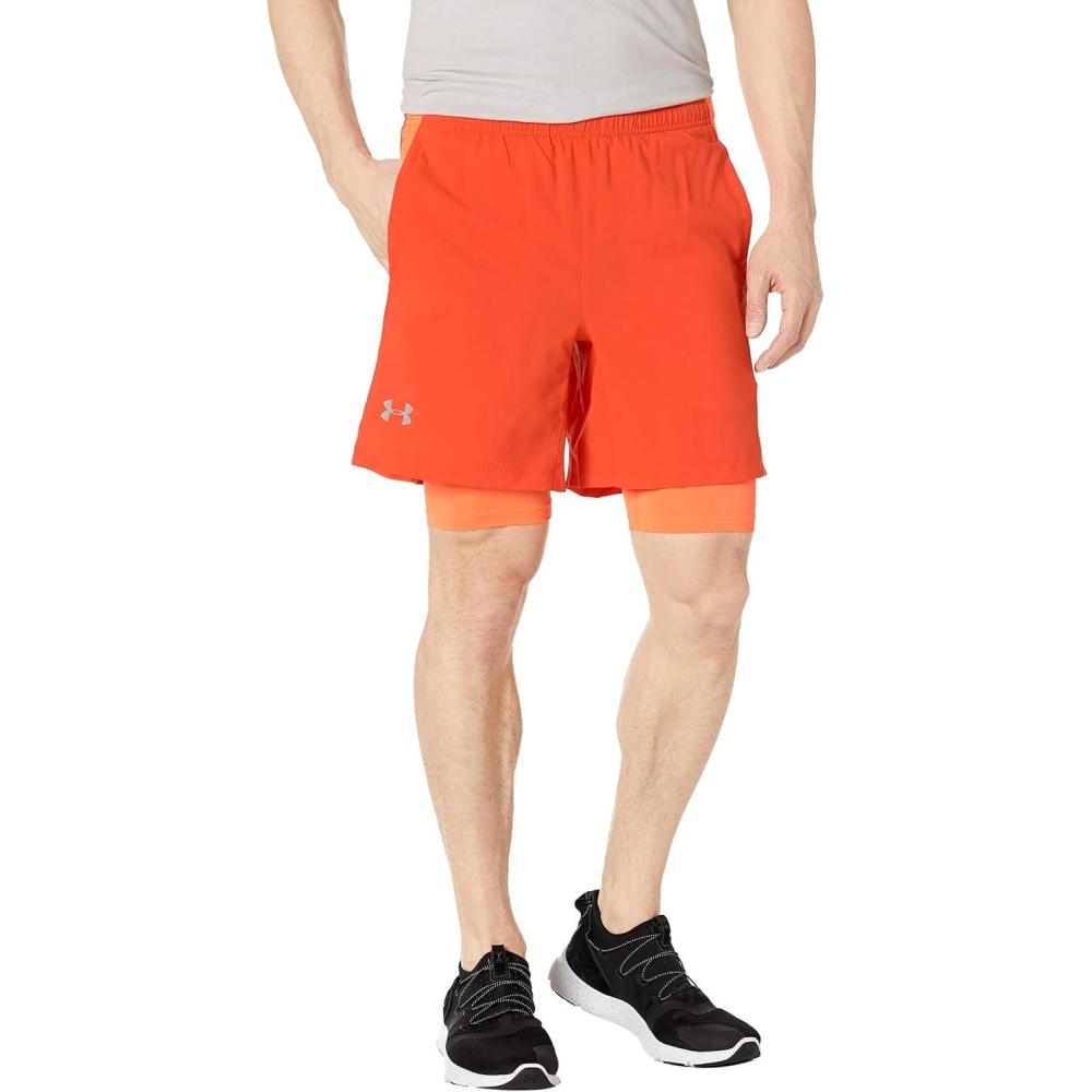 image:imageUnder Armour Mens Launch Stretch Woven 2in1 ShortsUltra Orange 856Reflective