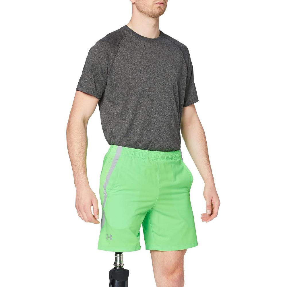image:imageUnder Armour Mens Launch Stretch Woven 2in1 ShortsZap Green Mod Gray