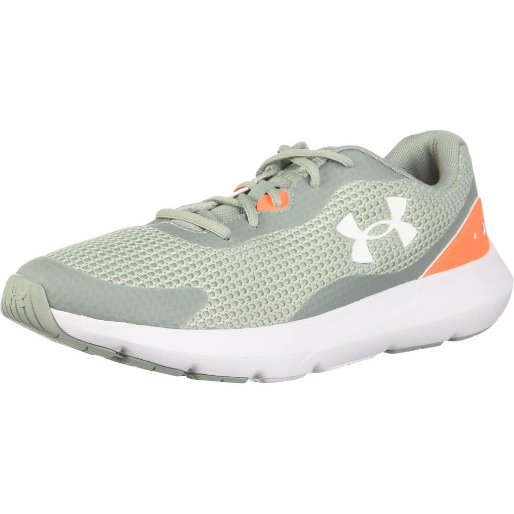 image:imageUnder Armour Mens Surge 3Running Shoe300 Opal GreenPanic OrangeWhite