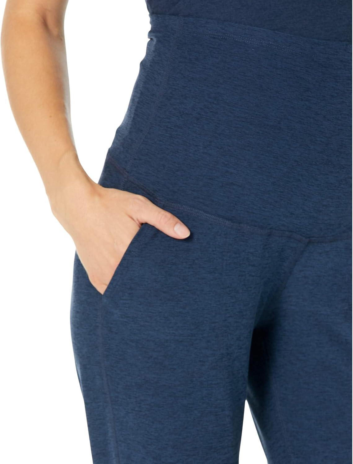 image:imageBeyond Yoga Spacedye Maternity Midi Joggers Pants for Women Soft Performance Fabric Side Hand Pockets and Ribbed CuffsNocturnal Navy