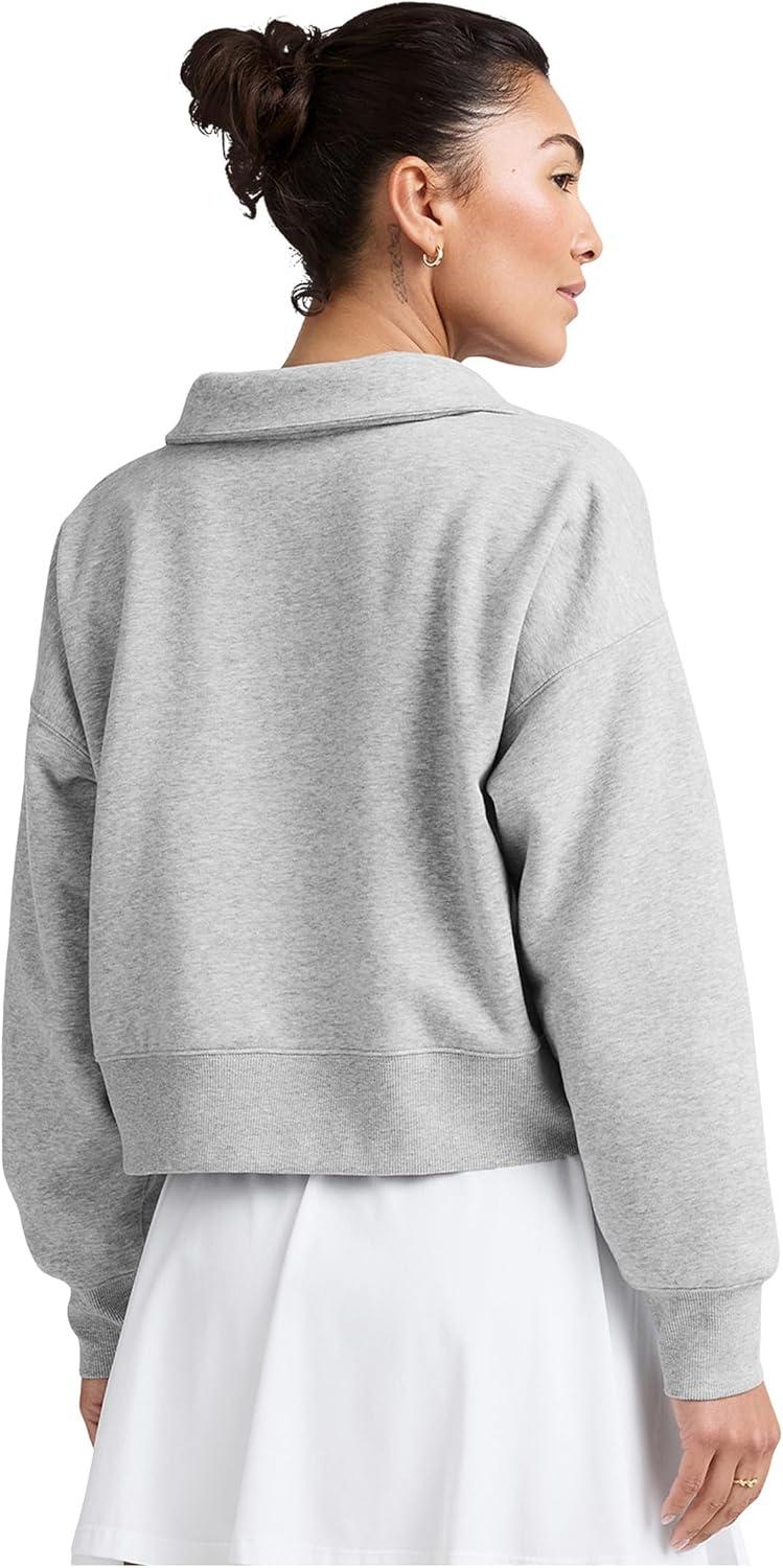 image:imageBeyond Yoga womens Luxefleece Collared SweatshirtLight Heather Gray