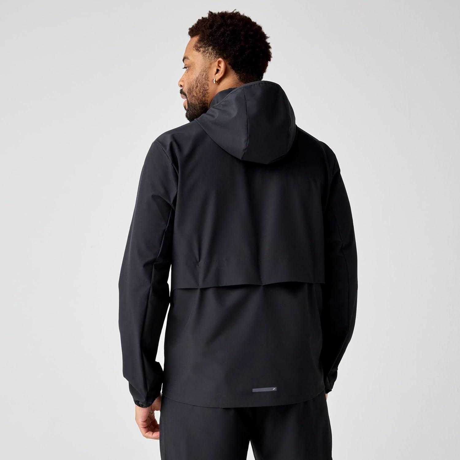 image:imageBrooks Mens Canopy Jacket Lightweight Wind amp Water Resistant Breathable UPF 50 with Reflectivity amp Stretch FabricBlack