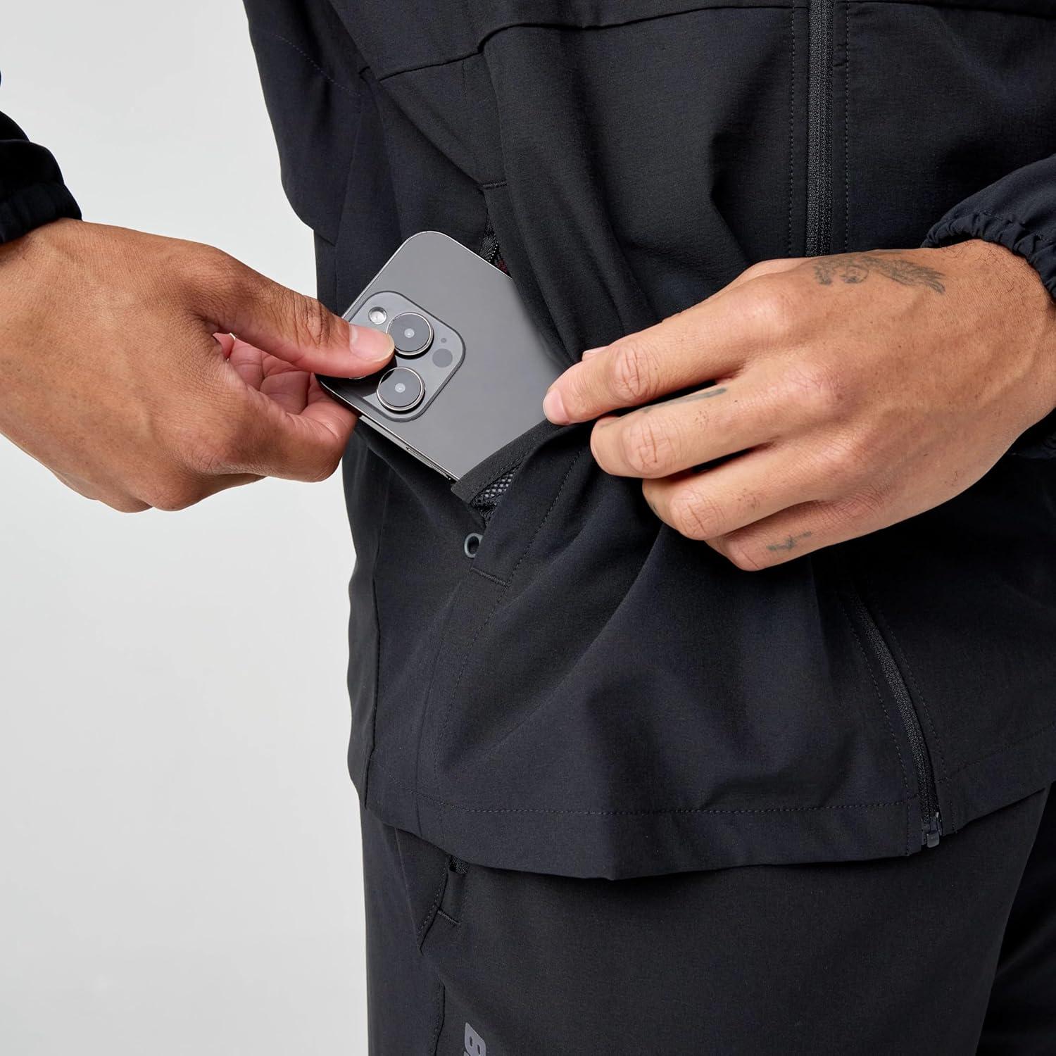 image:imageBrooks Mens Canopy Jacket Lightweight Wind amp Water Resistant Breathable UPF 50 with Reflectivity amp Stretch FabricBlack