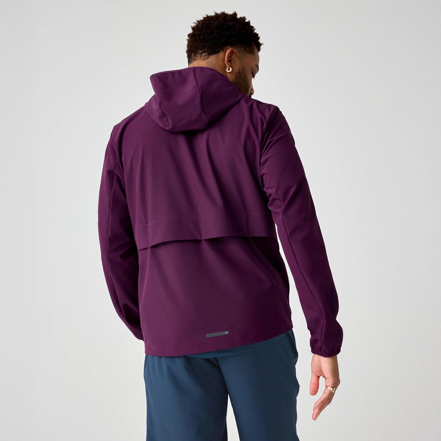 image:imageBrooks Mens Canopy Jacket Lightweight Wind amp Water Resistant Breathable UPF 50 with Reflectivity amp Stretch FabricBurgundy Blaze
