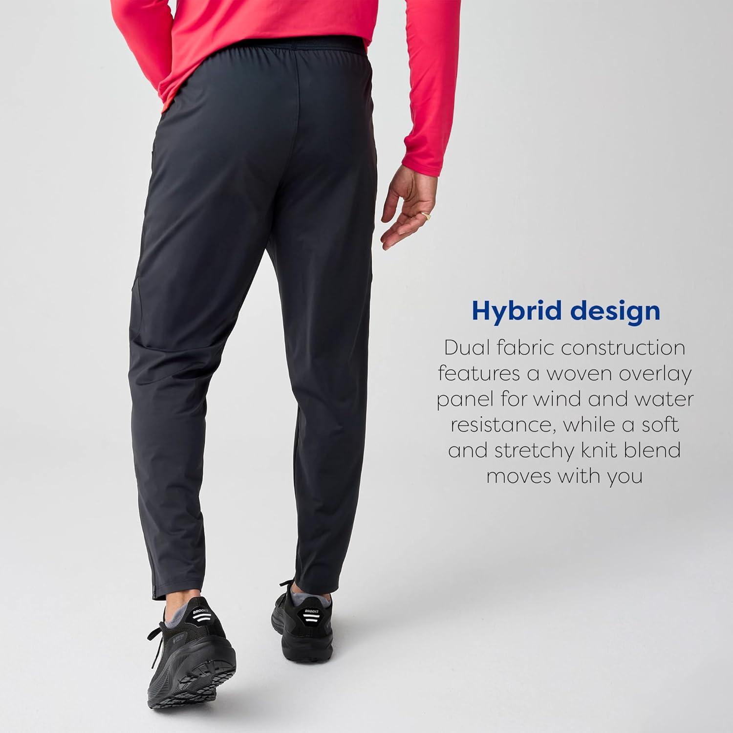 image:imageBrooks Mens Dash Pant Wind amp WaterResistant Running Pants Stretch Knit Comfort Ankle Zips Reflective Details amp PocketsBlack