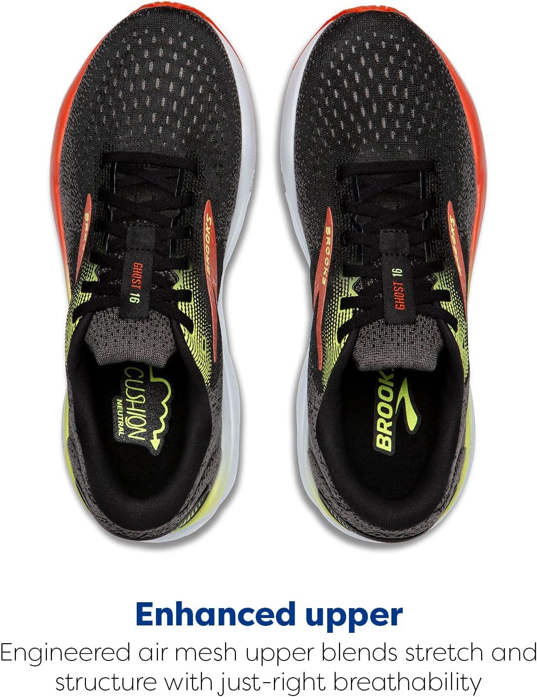 image:imageBrooks Mens Ghost 16 Neutral Running ShoeBlackMandarin RedGreen