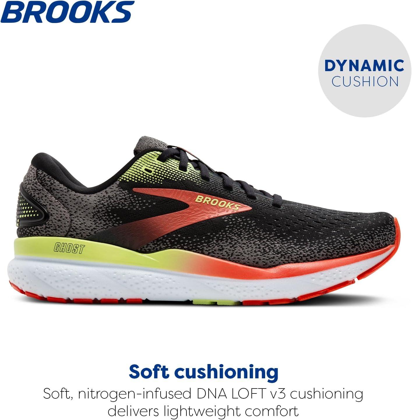 image:imageBrooks Mens Ghost 16 Neutral Running ShoeBlackMandarin RedGreen