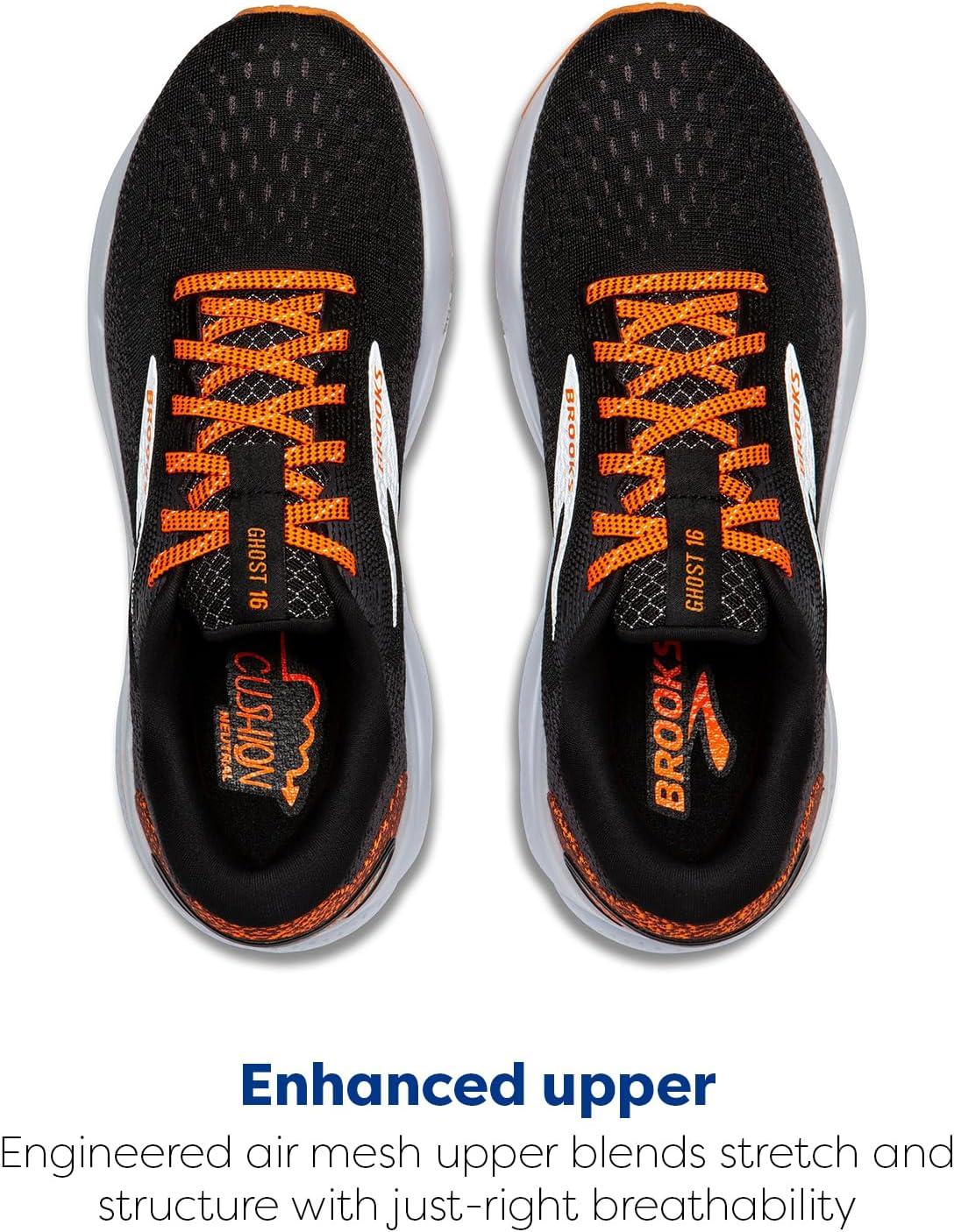 image:imageBrooks Mens Ghost 16 Neutral Running ShoeBlackOrangeWhite