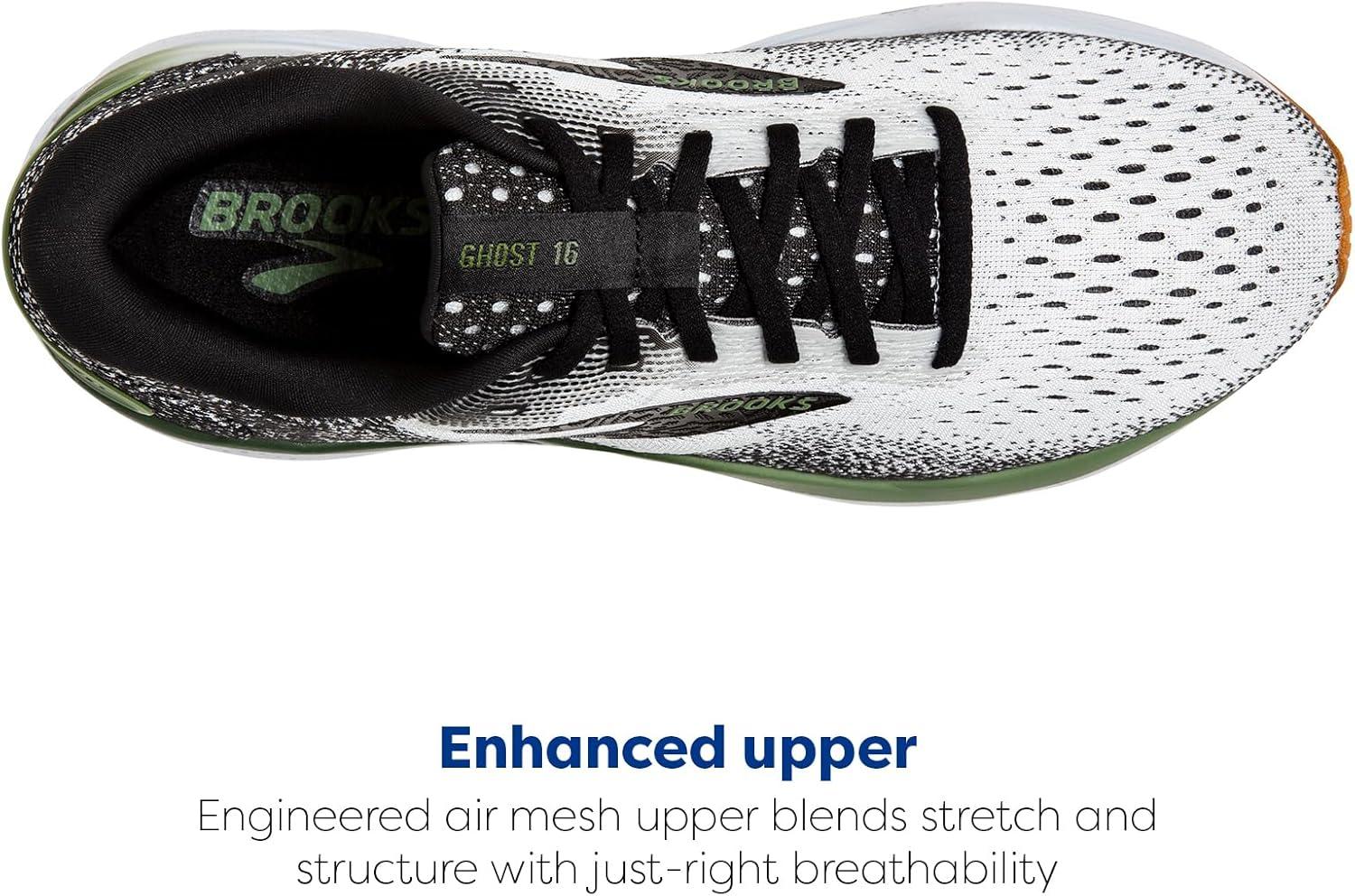 image:imageBrooks Mens Ghost 16 Neutral Running ShoeWhiteBlackGreen