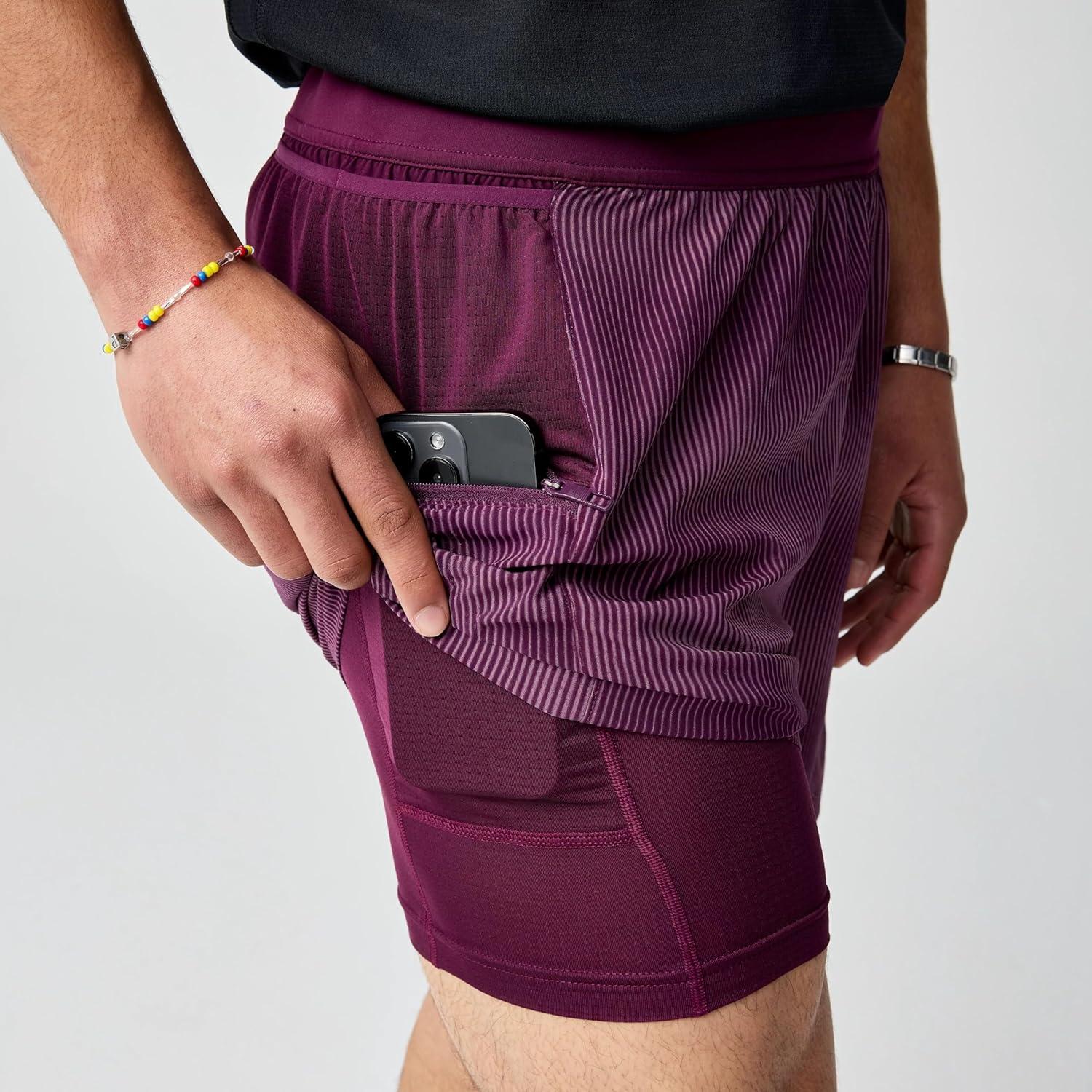 image:imageBrooks Mens Journey 7 2in1 Short Running Shorts Supportive Boxer Liner Secure Storage amp Adjustable FitSonic Burgundy