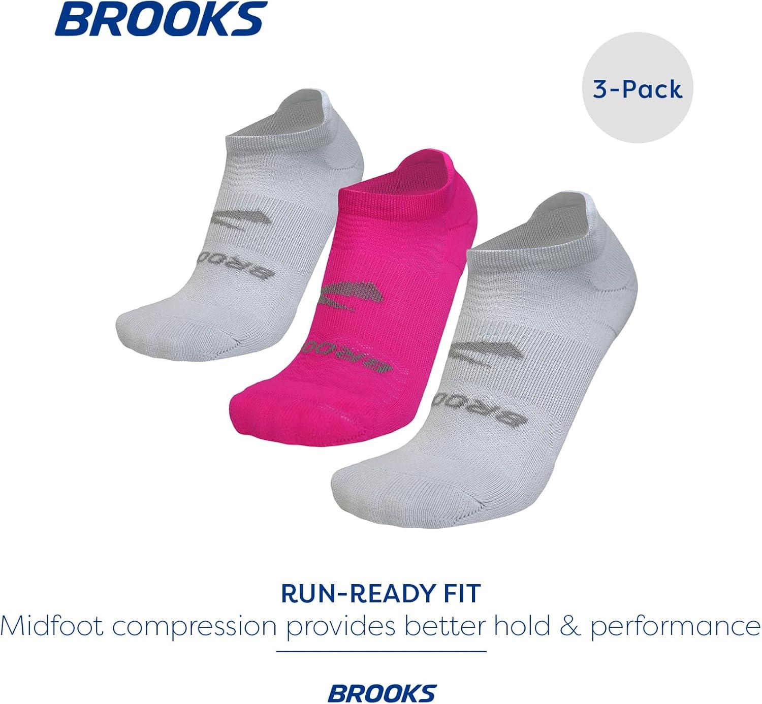 image:imageBrooks RunIn No Show Socks I Men amp Women Performance Athletic Running Socks I Comfort Fit 3Pack SetLt GreyPinkLt Grey