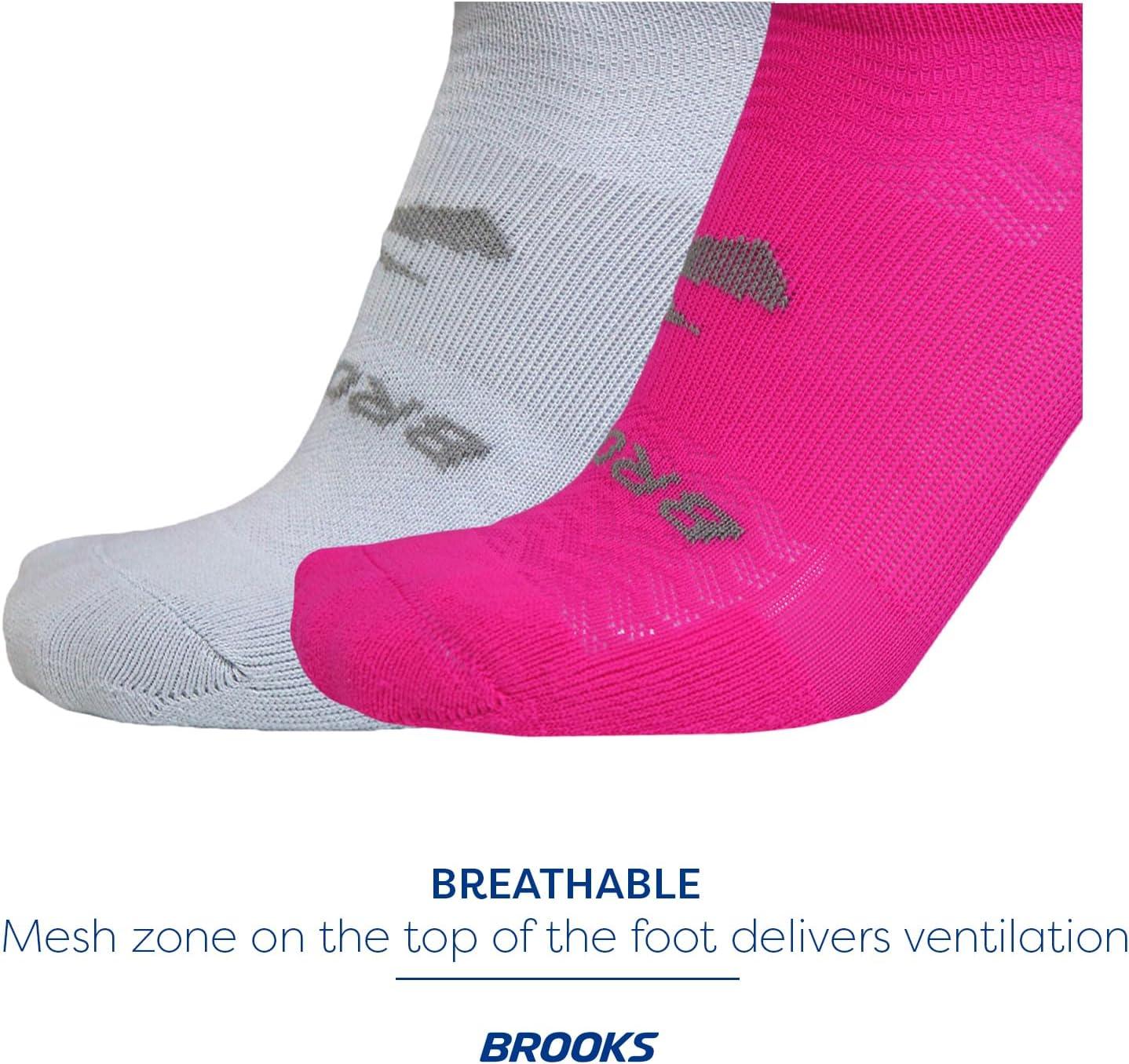 image:imageBrooks RunIn No Show Socks I Men amp Women Performance Athletic Running Socks I Comfort Fit 3Pack SetLt GreyPinkLt Grey