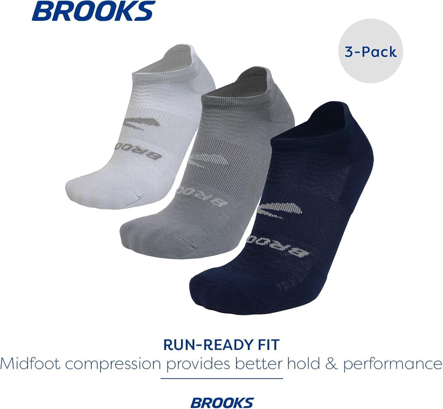 image:imageBrooks RunIn No Show Socks I Men amp Women Performance Athletic Running Socks I Comfort Fit 3Pack SetNavyAsphaltLt Grey