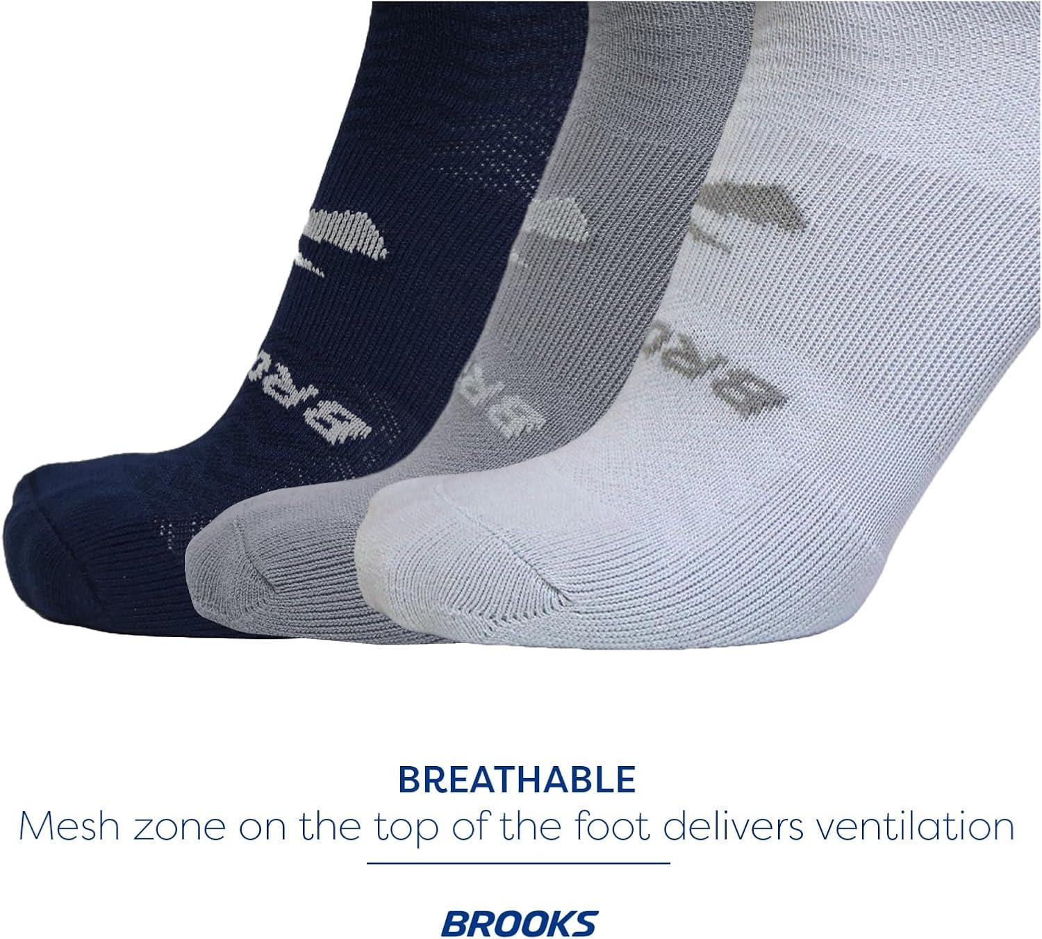 image:imageBrooks RunIn No Show Socks I Men amp Women Performance Athletic Running Socks I Comfort Fit 3Pack SetNavyAsphaltLt Grey