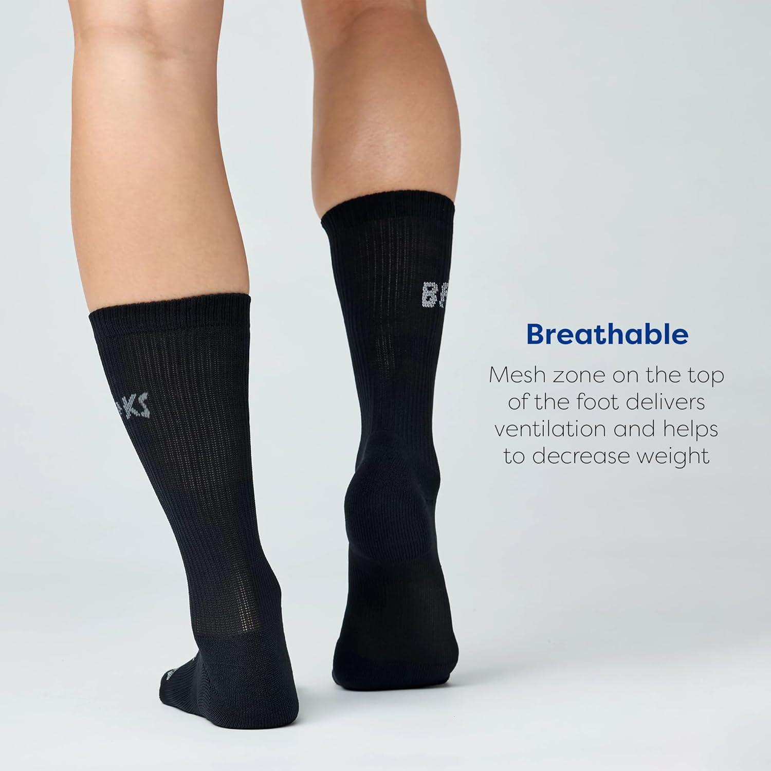 image:imageBrooks RunIn Quarter Sock 3Pack Quarter Length Cushioned Sweat Wicking Running Socks with Arch Support for Men amp WomenBlackBrooks