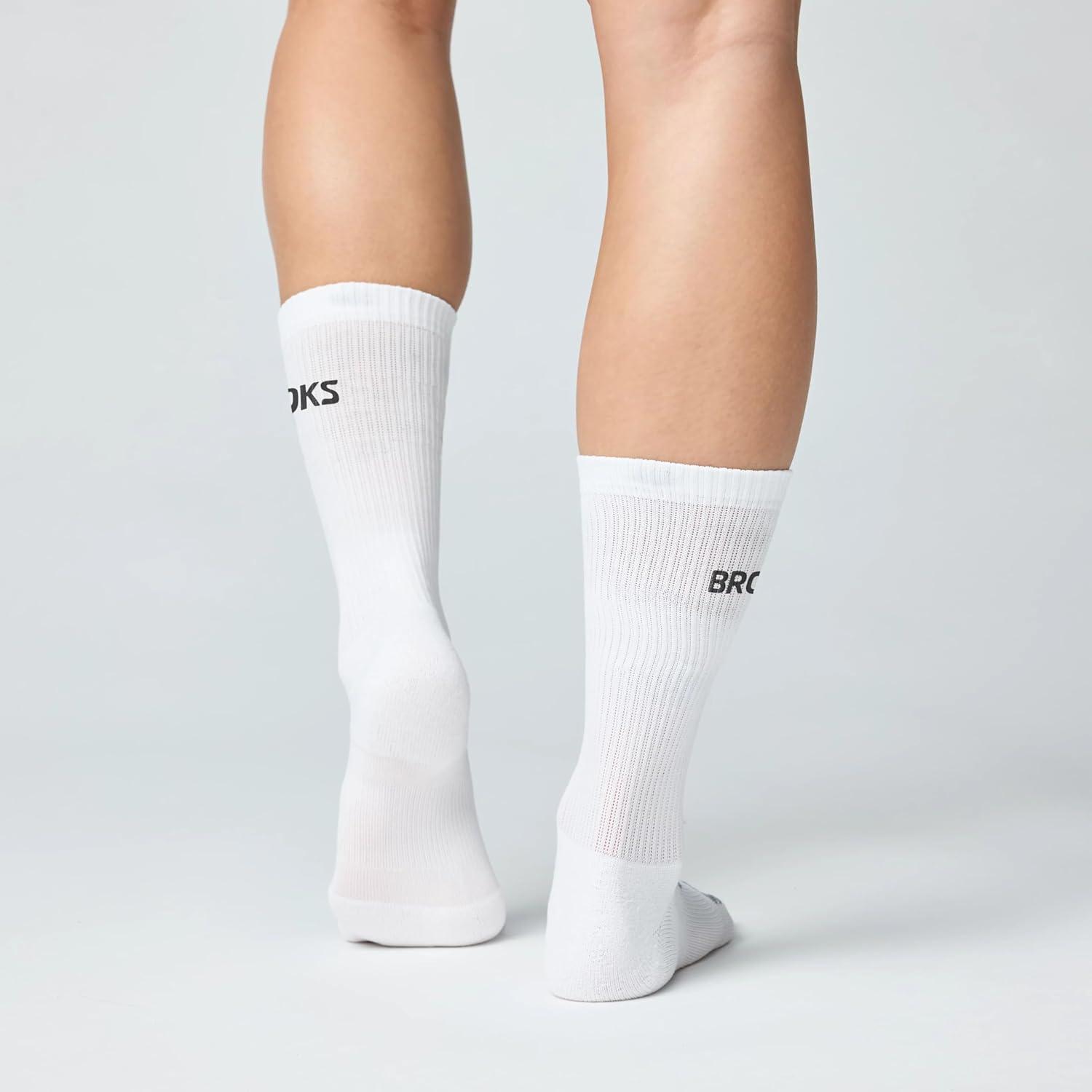 image:imageBrooks RunIn Quarter Sock 3Pack Quarter Length Cushioned Sweat Wicking Running Socks with Arch Support for Men amp WomenWhiteBrooks