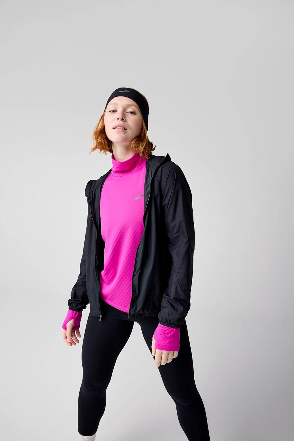 image:imageBrooks Womens Canopy Packable Jacket Wind amp WaterResistant Running Layer UPF 50 UVAUVB Sun Protection amp ReflectivityBlack