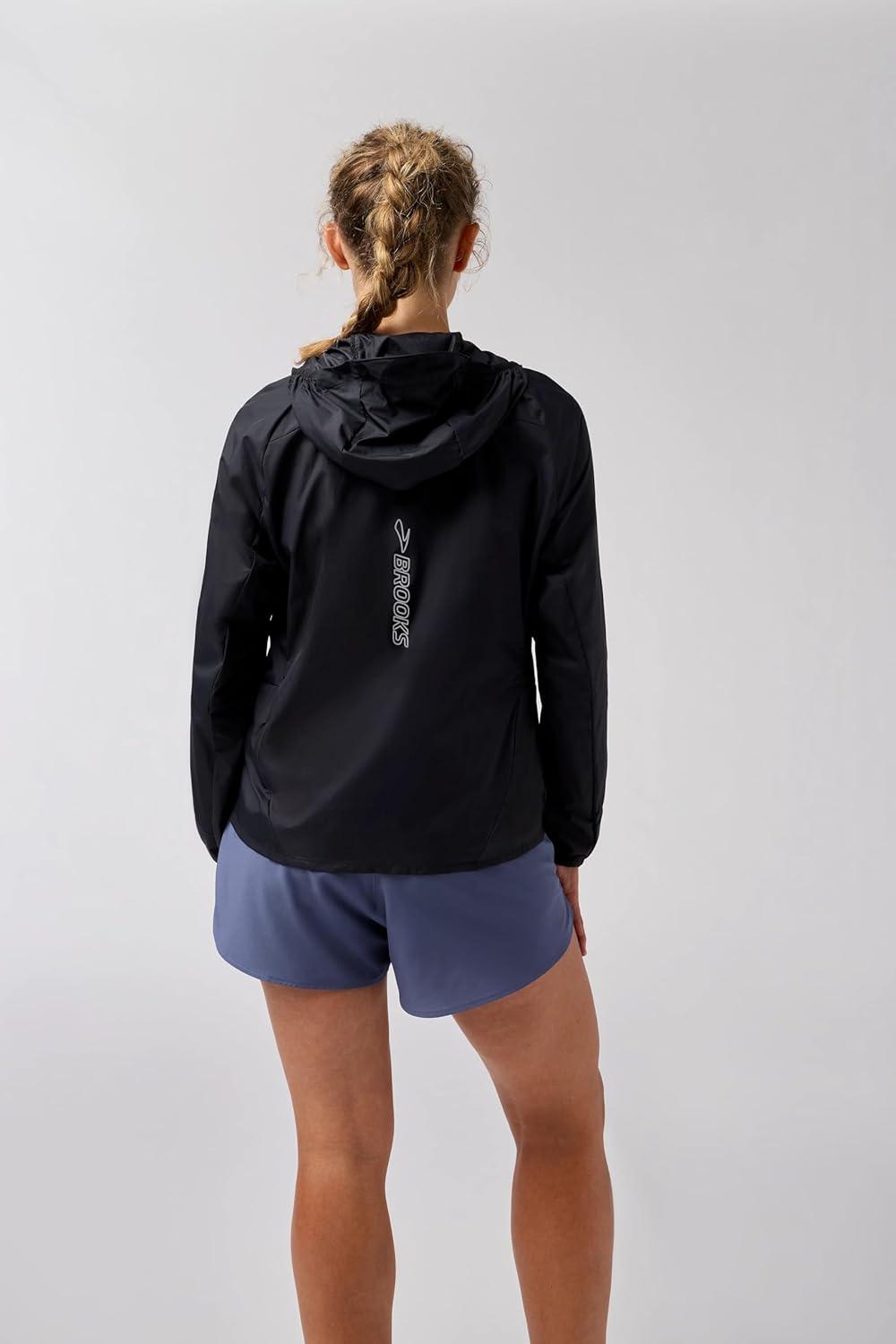 image:imageBrooks Womens Canopy Packable Jacket Wind amp WaterResistant Running Layer UPF 50 UVAUVB Sun Protection amp ReflectivityBlack