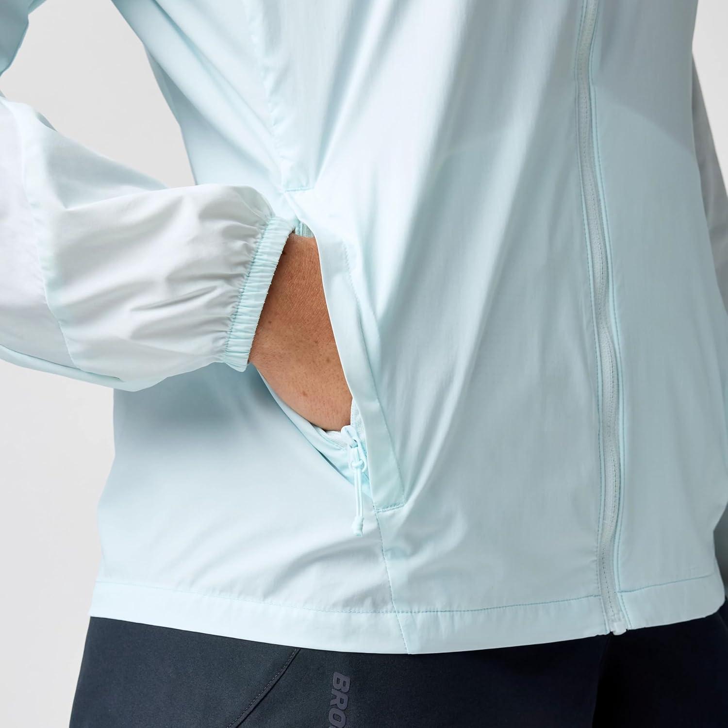 image:imageBrooks Womens Canopy Packable Jacket Wind amp WaterResistant Running Layer UPF 50 UVAUVB Sun Protection amp ReflectivityStride Blue