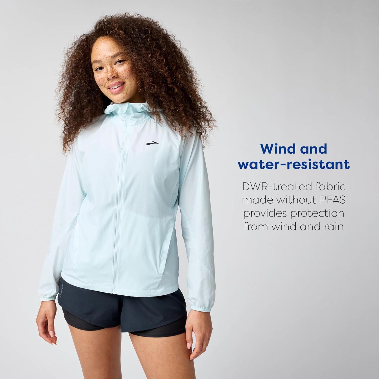 image:imageBrooks Womens Canopy Packable Jacket Wind amp WaterResistant Running Layer UPF 50 UVAUVB Sun Protection amp ReflectivityStride Blue