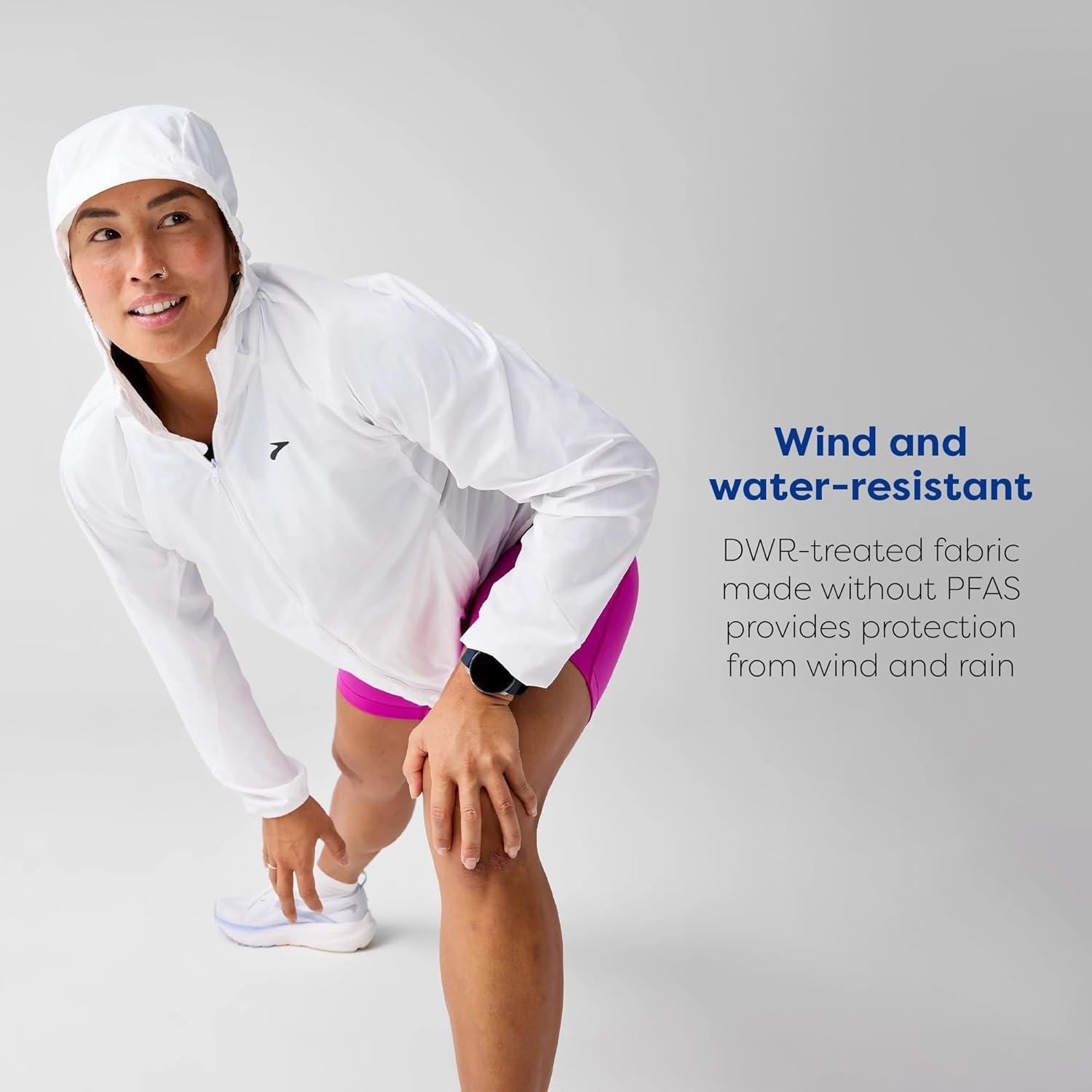 image:imageBrooks Womens Canopy Packable Jacket Wind amp WaterResistant Running Layer UPF 50 UVAUVB Sun Protection amp ReflectivityWhite