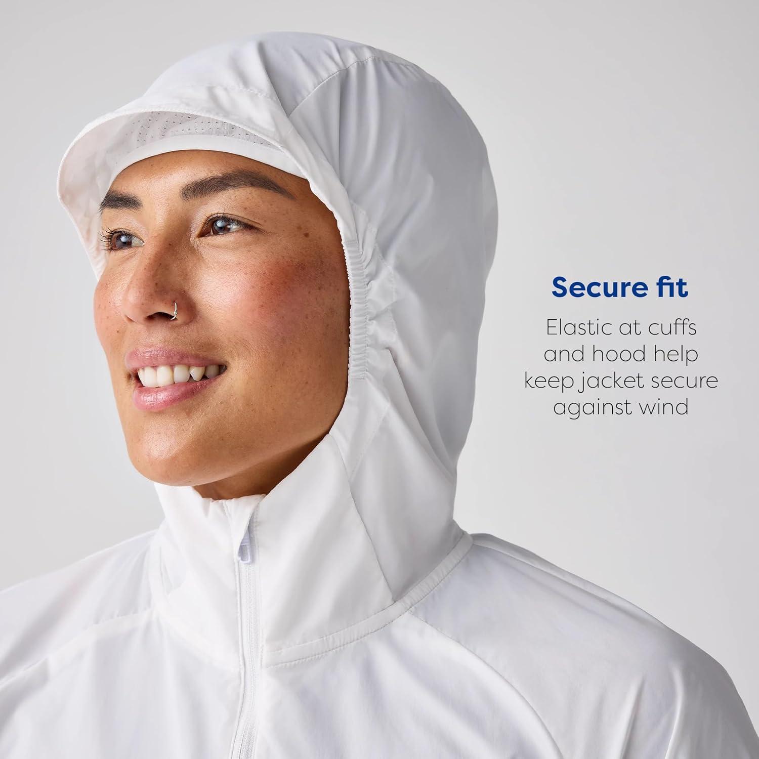 image:imageBrooks Womens Canopy Packable Jacket Wind amp WaterResistant Running Layer UPF 50 UVAUVB Sun Protection amp ReflectivityWhite