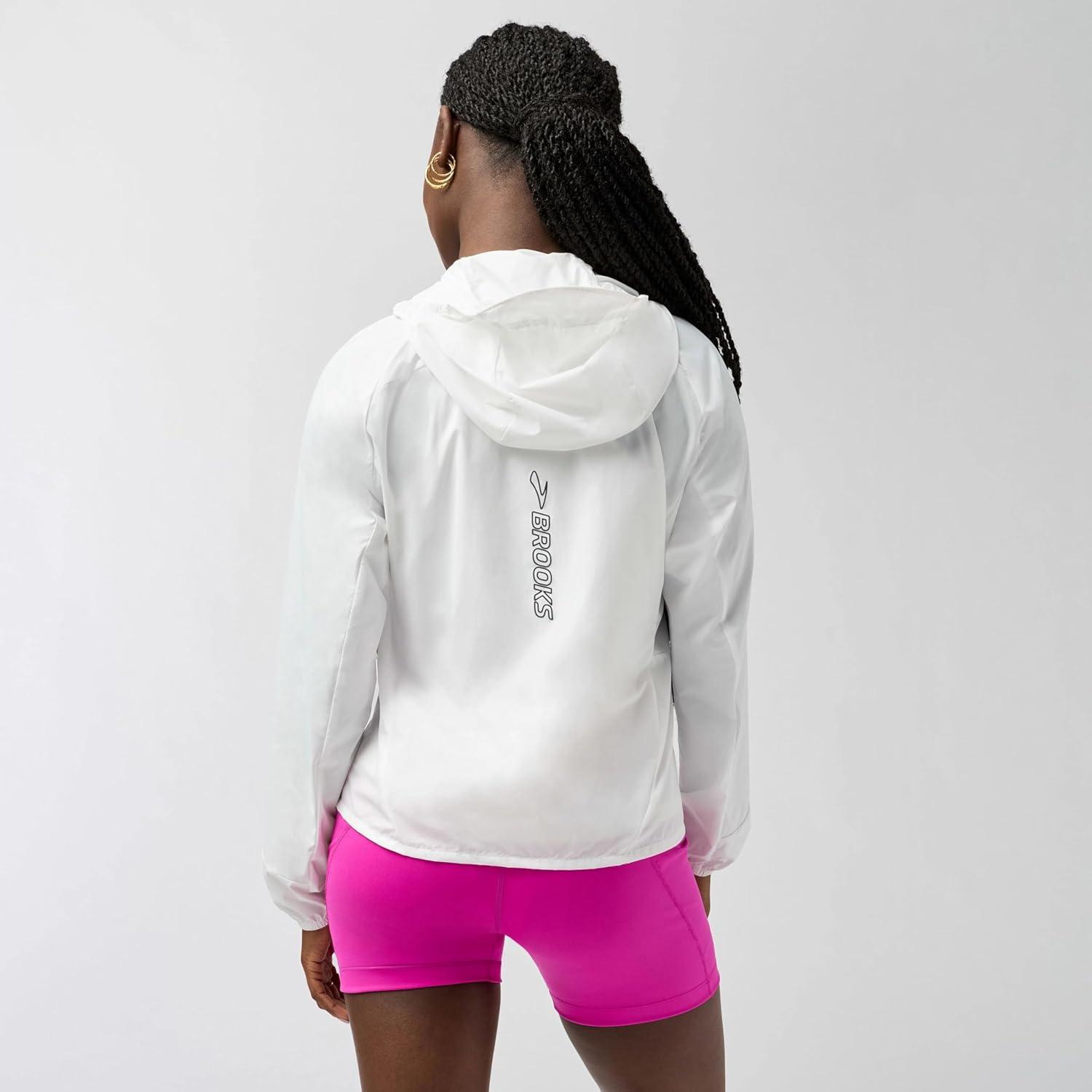 image:imageBrooks Womens Canopy Packable Jacket Wind amp WaterResistant Running Layer UPF 50 UVAUVB Sun Protection amp ReflectivityWhite