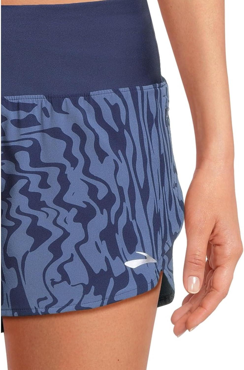 image:imageBrooks Womens Chaser 3 Short 20 HighRise Athletic Shorts with Adjustable Waistband Secure Storage amp Stretch FabricMidnight Speedscape
