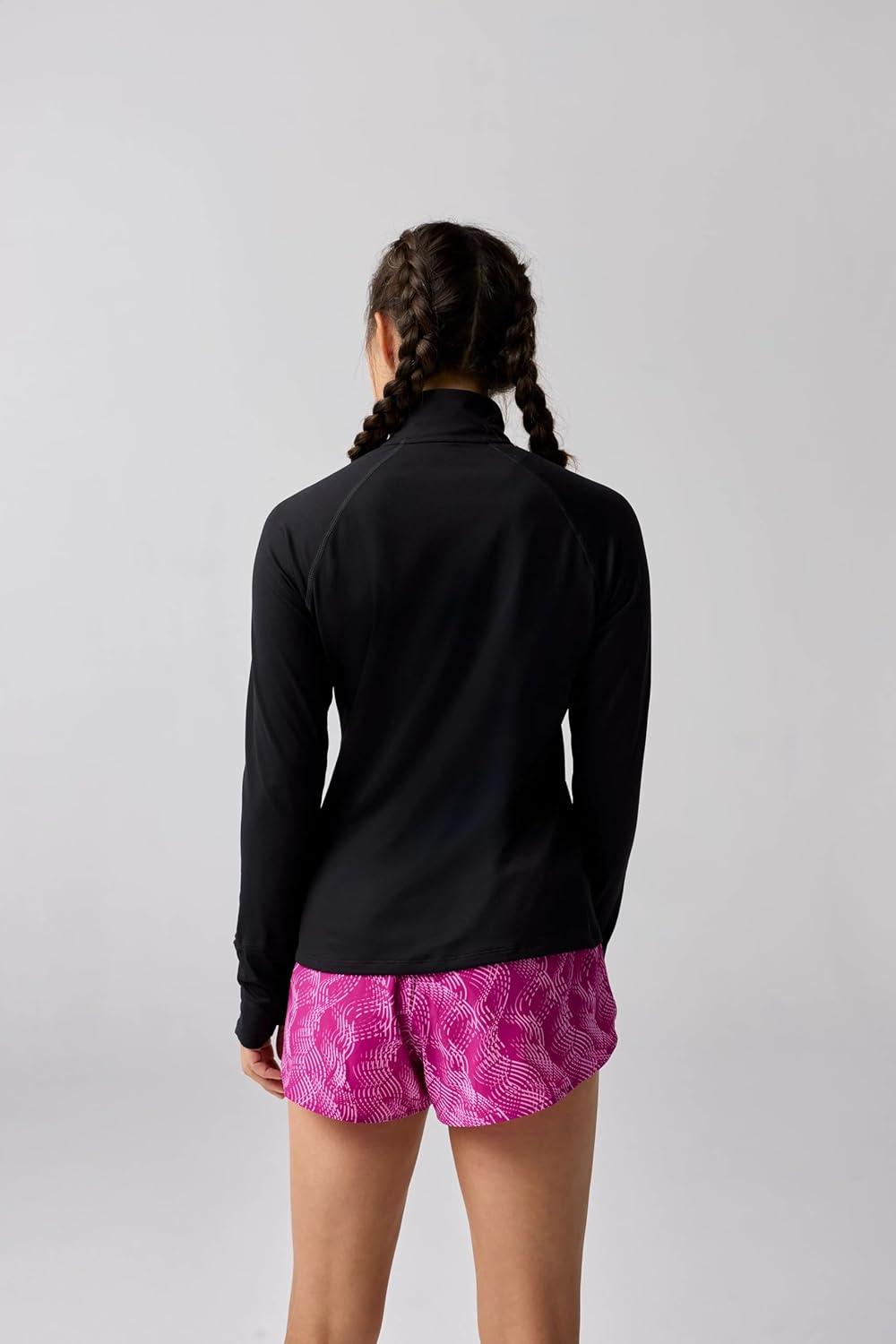 image:imageBrooks Womens Dash 12 Zip 30 Long Sleeve Running Top UPF 50 Sun Protection Soft SweatWicking Fabric amp Watch WindowBlack
