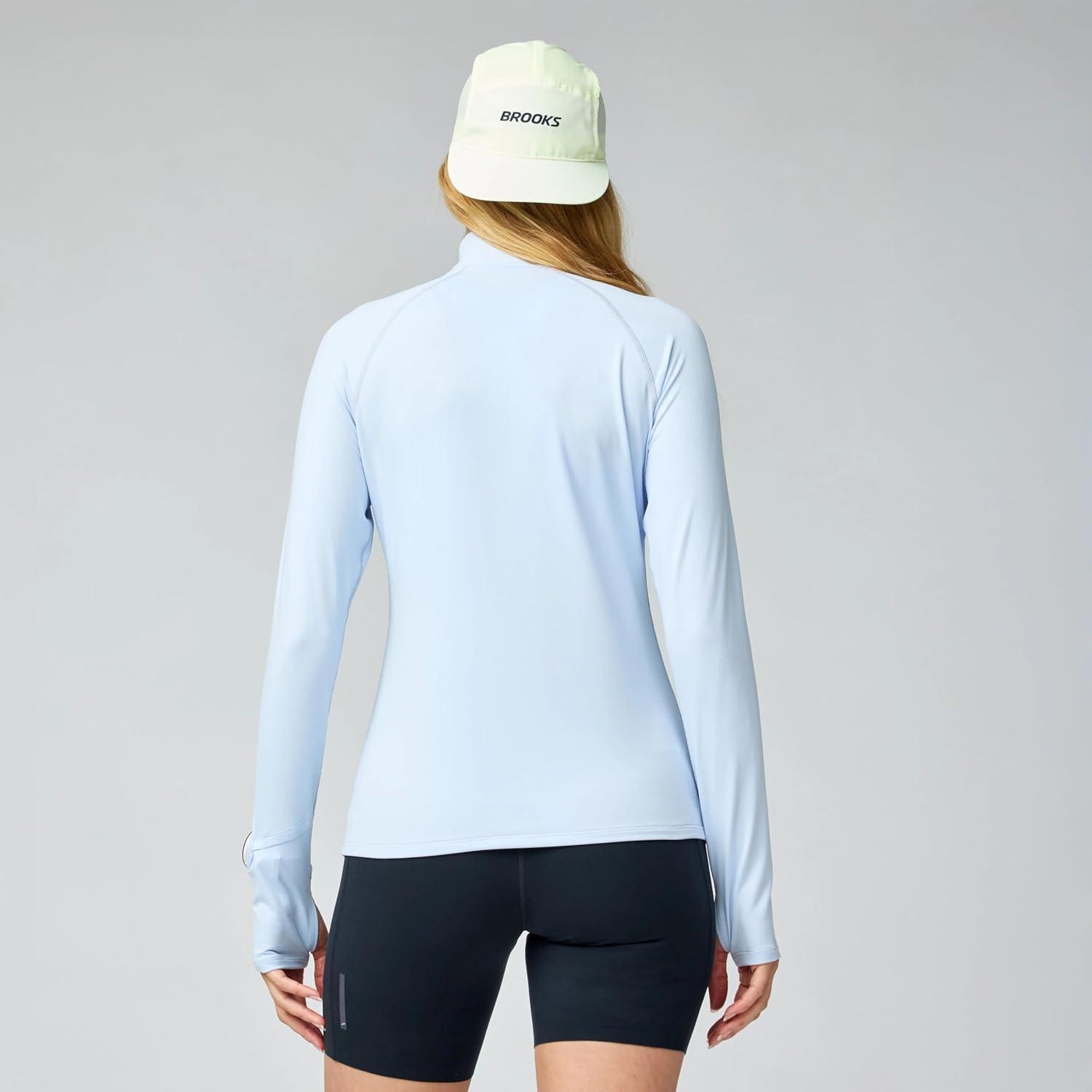 image:imageBrooks Womens Dash 12 Zip 30 Long Sleeve Running Top UPF 50 Sun Protection Soft SweatWicking Fabric amp Watch WindowHalogen Blue