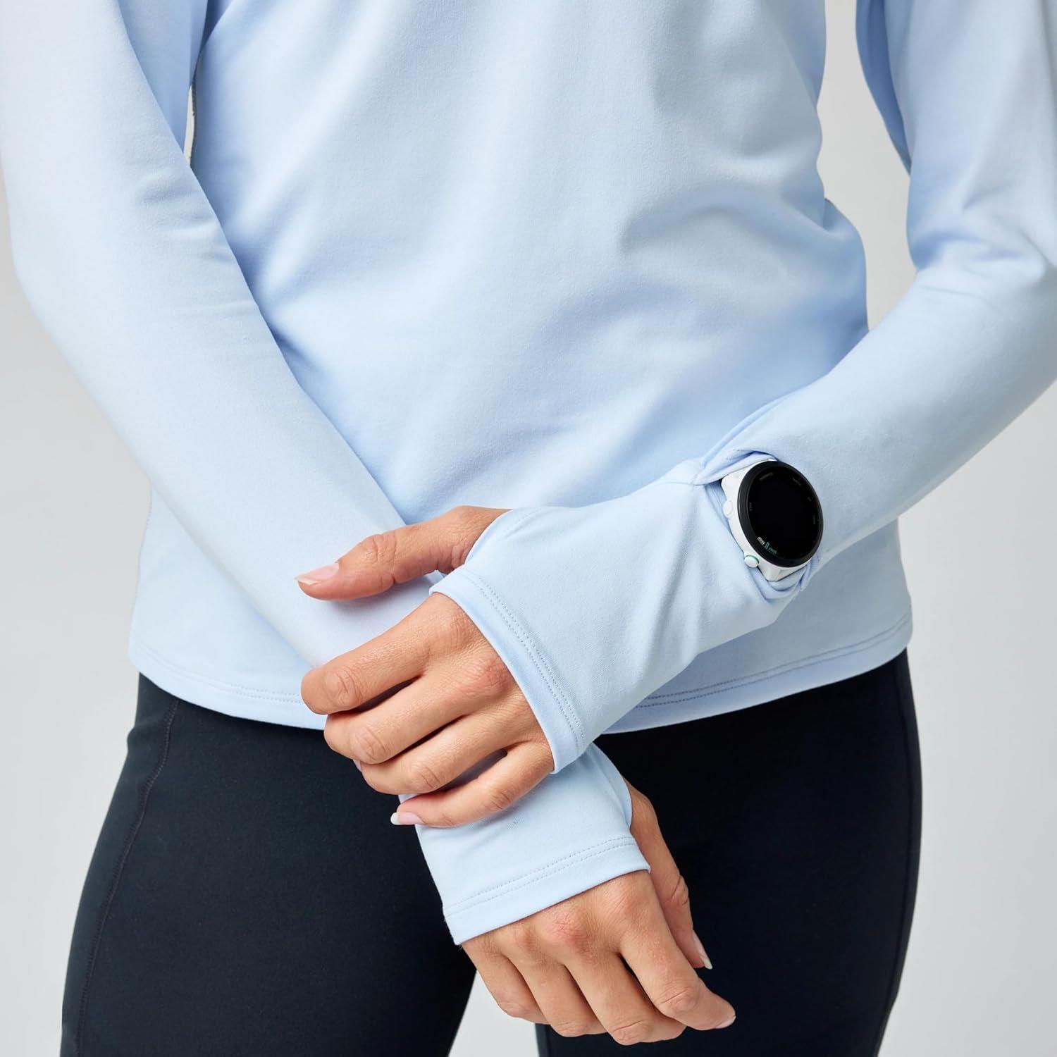 image:imageBrooks Womens Dash 12 Zip 30 Long Sleeve Running Top UPF 50 Sun Protection Soft SweatWicking Fabric amp Watch WindowHalogen Blue