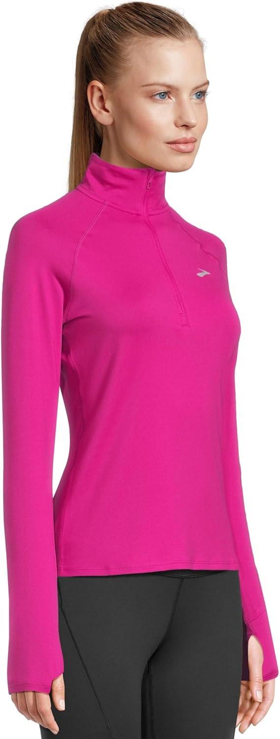 image:imageBrooks Womens Dash 12 Zip 30 Long Sleeve Running Top UPF 50 Sun Protection Soft SweatWicking Fabric amp Watch WindowMagenta