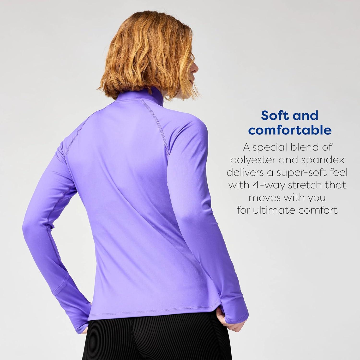 image:imageBrooks Womens Dash 12 Zip 30 Long Sleeve Running Top UPF 50 Sun Protection Soft SweatWicking Fabric amp Watch WindowViolet