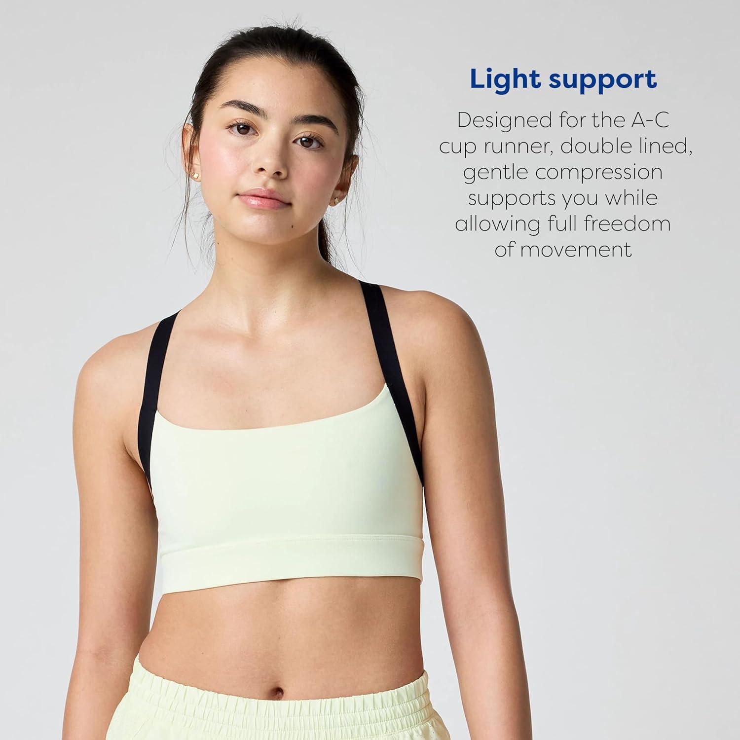 image:imageBrooks Womens Luxe Strappy Bra Double Lined Soft Luxe Fabric SweatWicking Support for Running Yoga amp Sports WearLuminaryBlack
