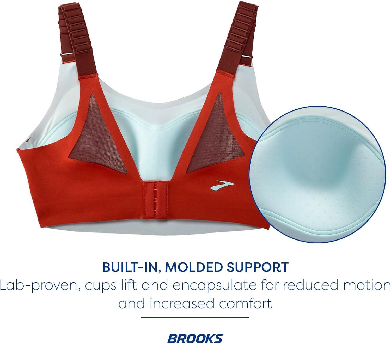 image:imageBrooks Womens Racerback 20 Sports Bra for High Impact Running Workouts amp Sports with Maximum SupportCopperRun RaisinIce Blue