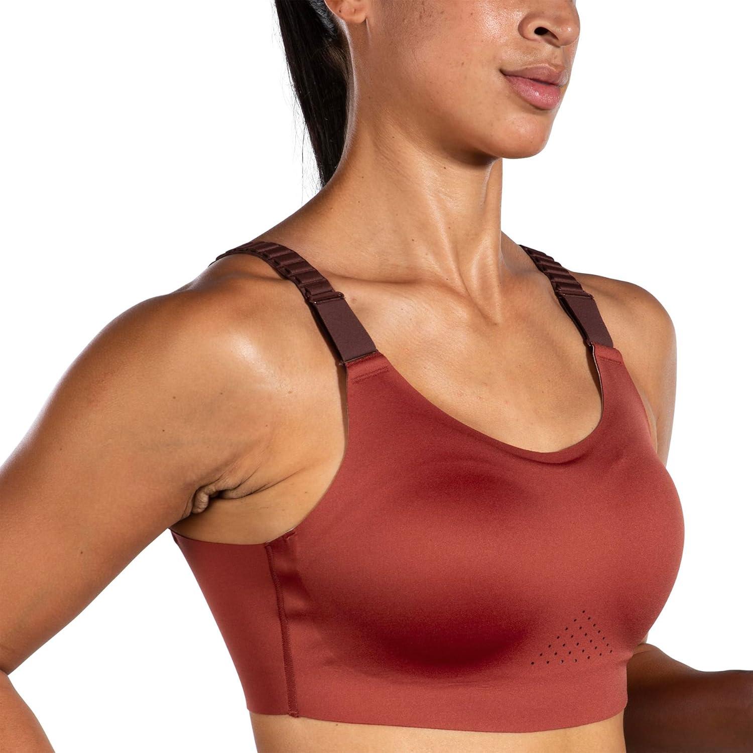 image:imageBrooks Womens Racerback 20 Sports Bra for High Impact Running Workouts amp Sports with Maximum SupportCopperRun RaisinIce Blue