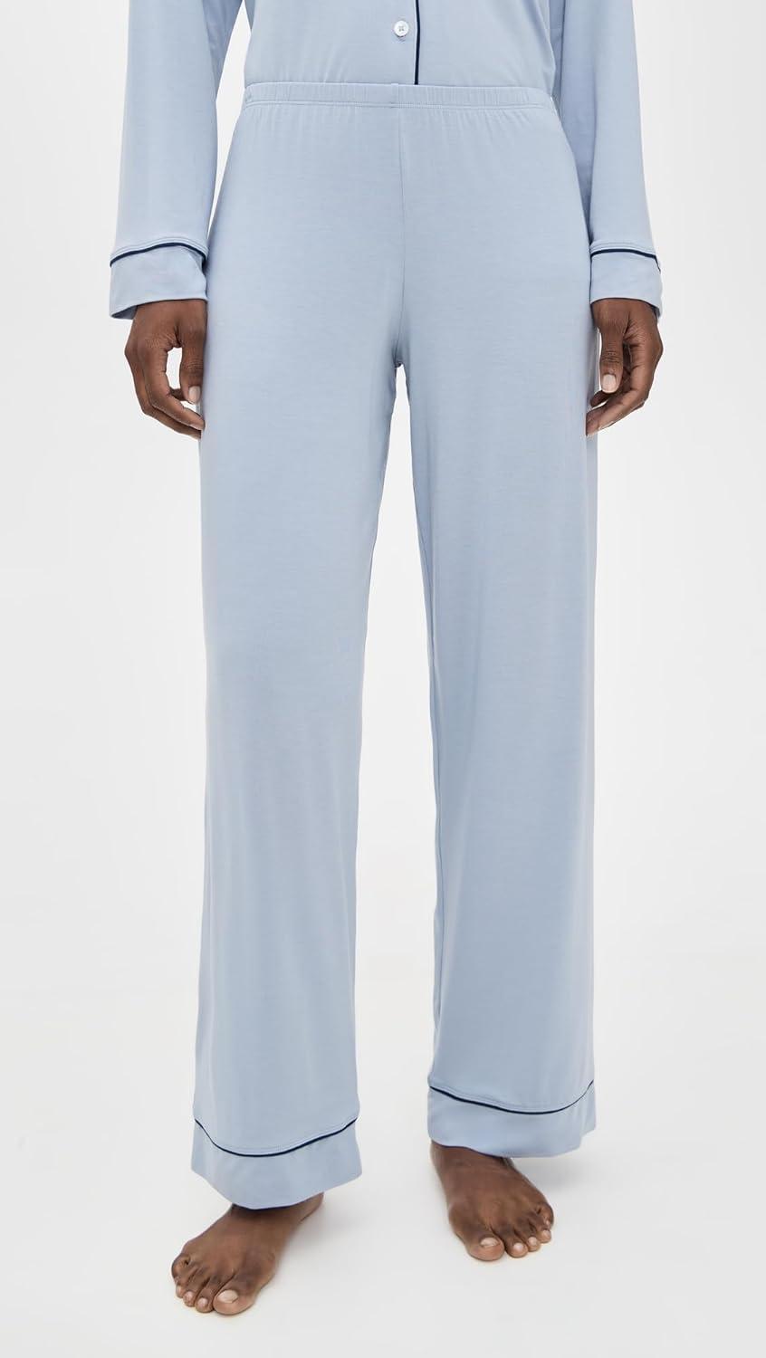 image:imageEberjey Gisele Classic Womens Pajama Set Long Sleeve Shirt Long PantsGrey DawnNavy