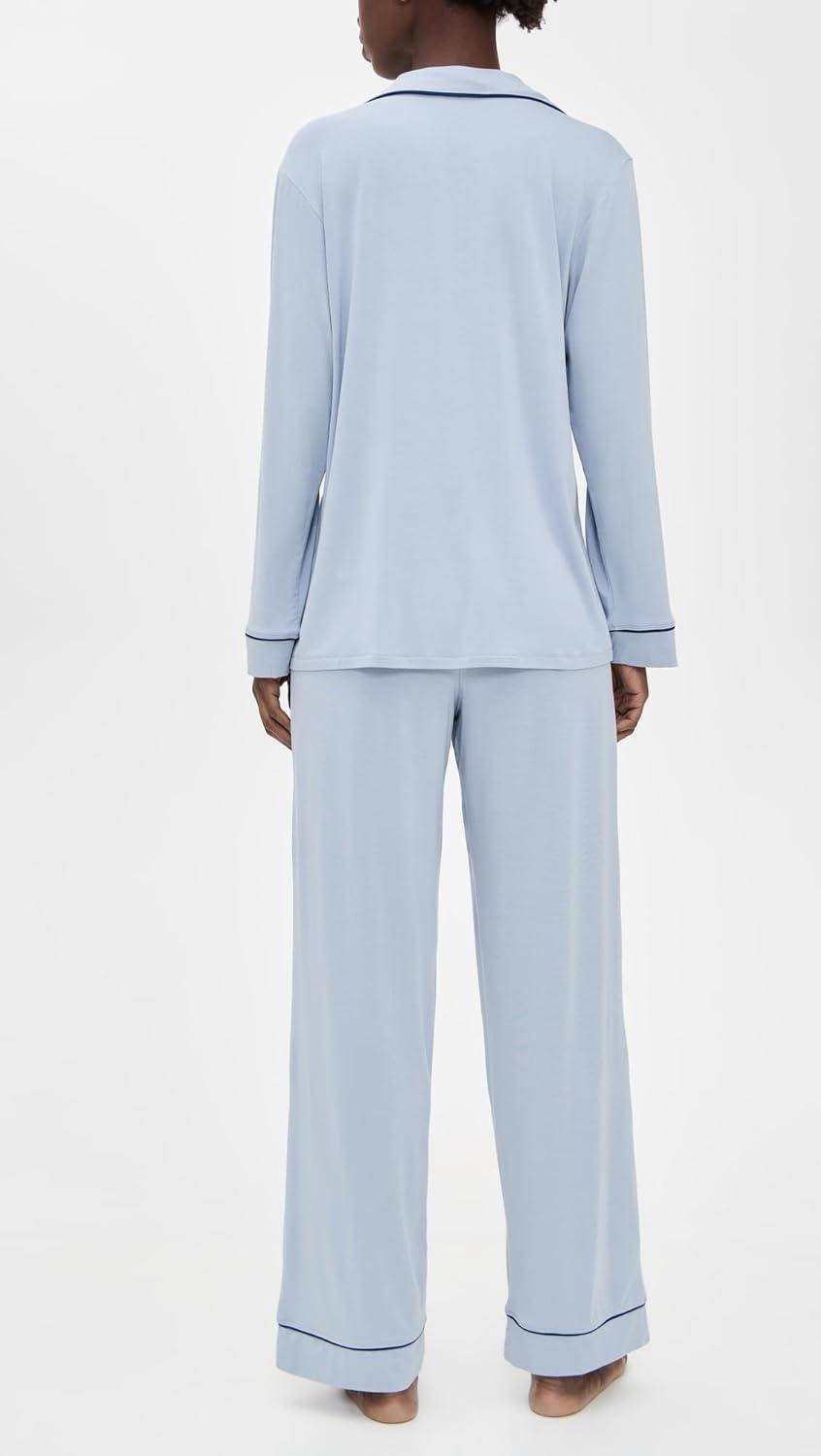 image:imageEberjey Gisele Classic Womens Pajama Set Long Sleeve Shirt Long PantsGrey DawnNavy