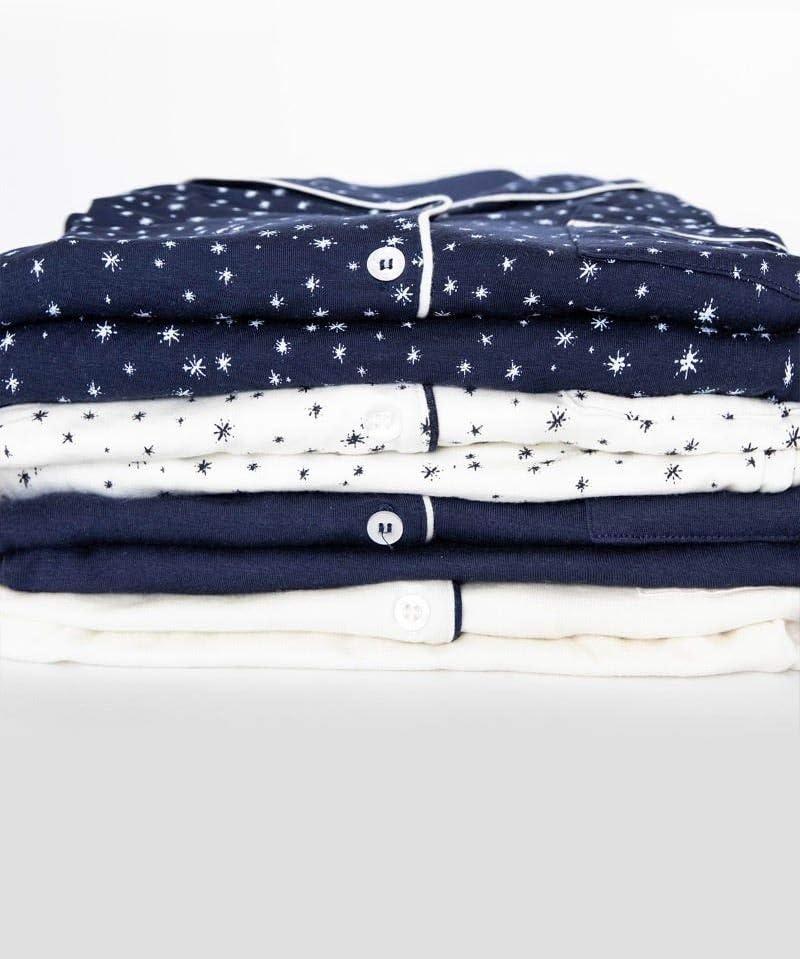 image:imageEberjey Gisele Classic Womens Pajama Set Long Sleeve Shirt Long PantsIvoryNavy
