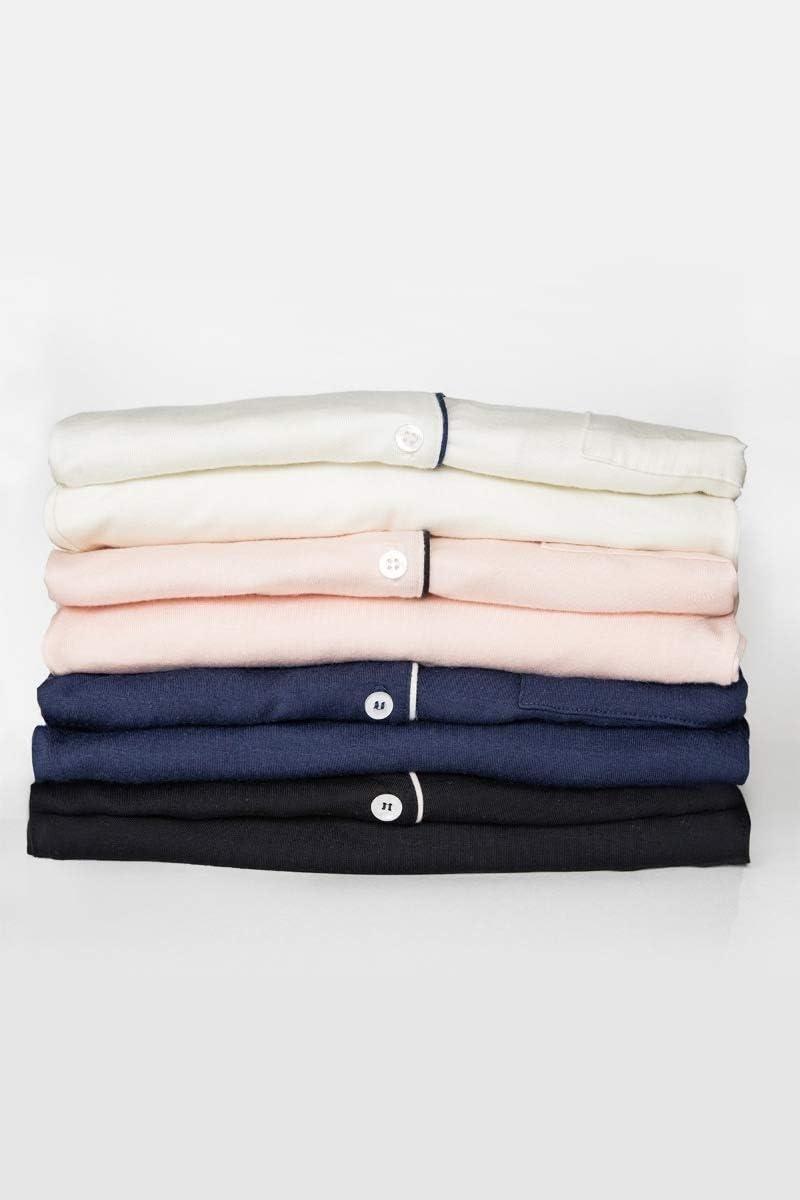 image:imageEberjey Gisele Classic Womens Pajama Set Long Sleeve Shirt Long PantsIvoryNavy