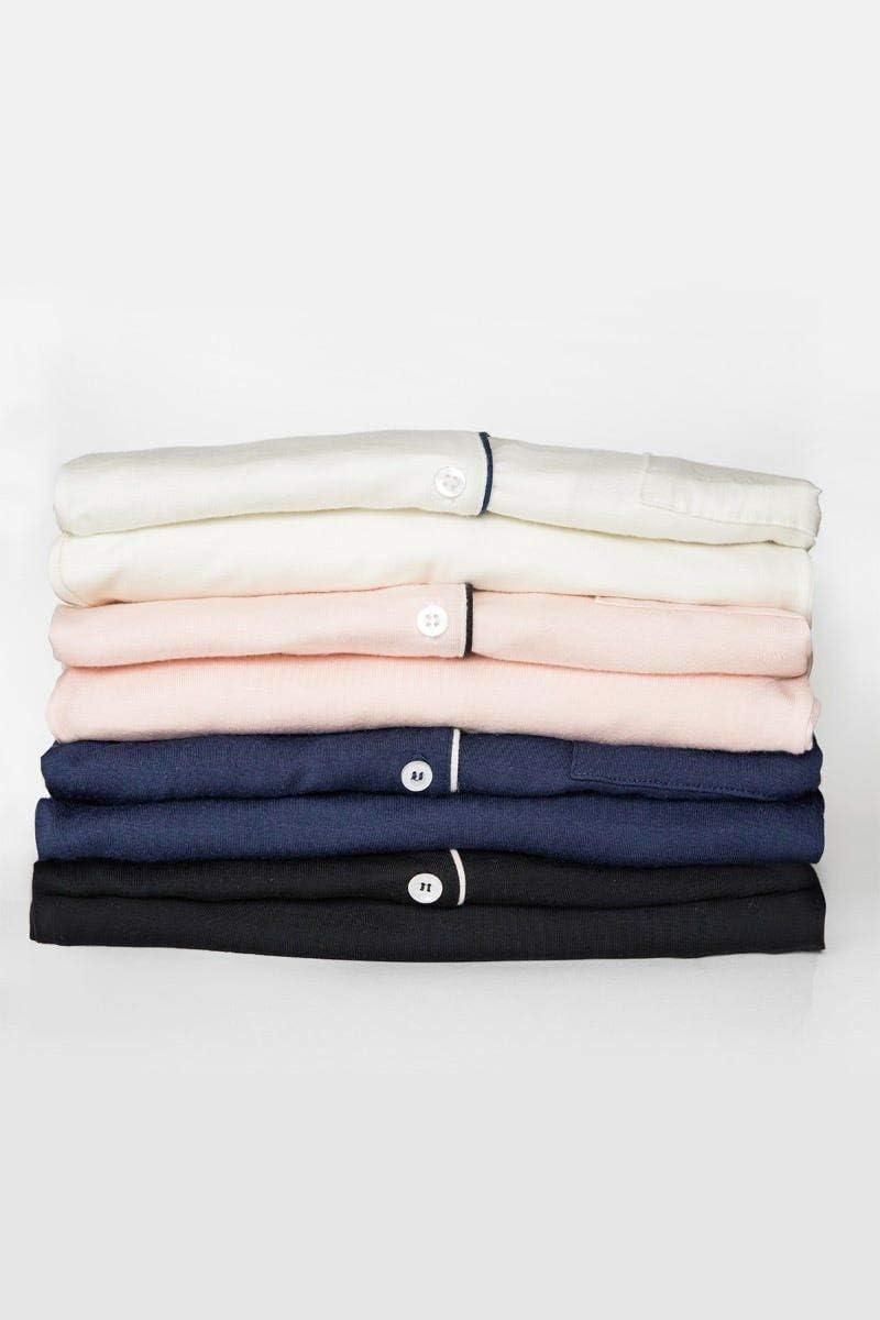 image:imageEberjey Gisele Classic Womens Pajama Set Long Sleeve Shirt Long PantsIvoryNavy