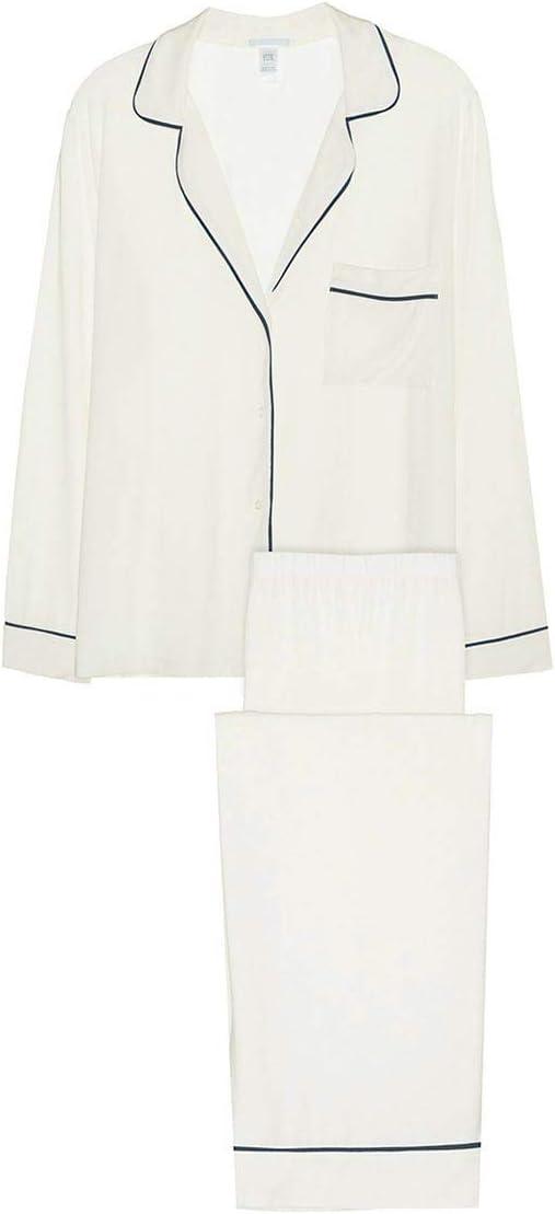 image:imageEberjey Gisele Classic Womens Pajama Set Long Sleeve Shirt Long PantsIvoryNavy