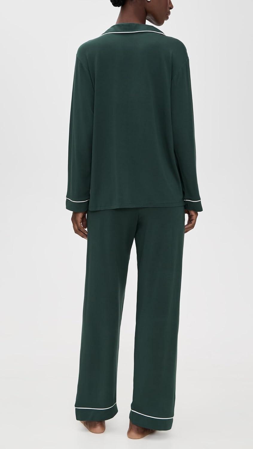 image:imageEberjey Gisele Classic Womens Pajama Set Long Sleeve Shirt Long PantsPineIvory