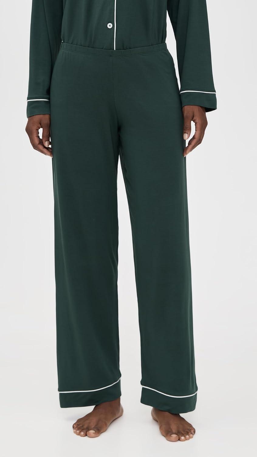 image:imageEberjey Gisele Classic Womens Pajama Set Long Sleeve Shirt Long PantsPineIvory