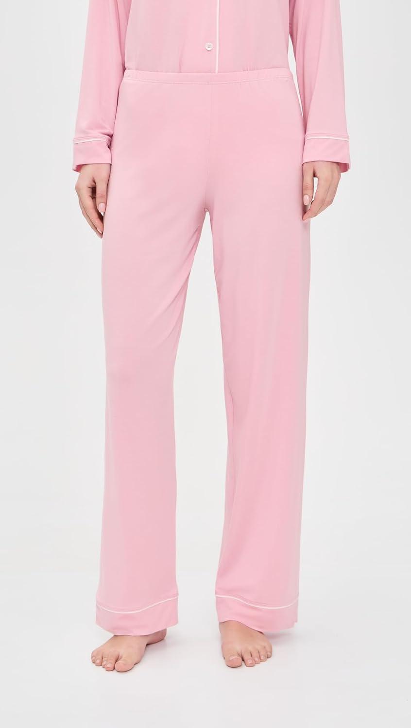 image:imageEberjey Gisele Classic Womens Pajama Set Long Sleeve Shirt Long PantsPink NectarIvory