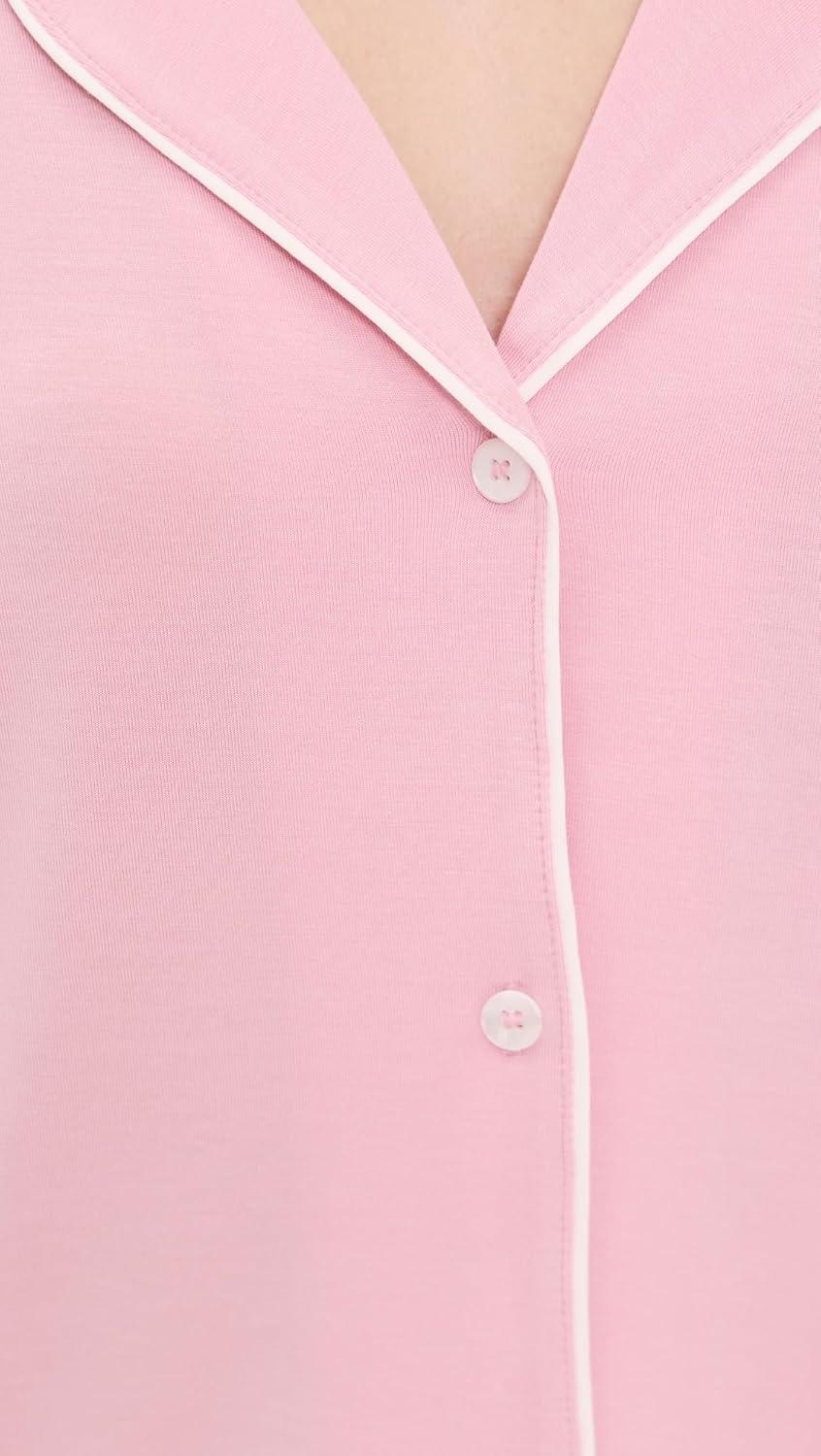 image:imageEberjey Gisele Classic Womens Pajama Set Long Sleeve Shirt Long PantsPink NectarIvory